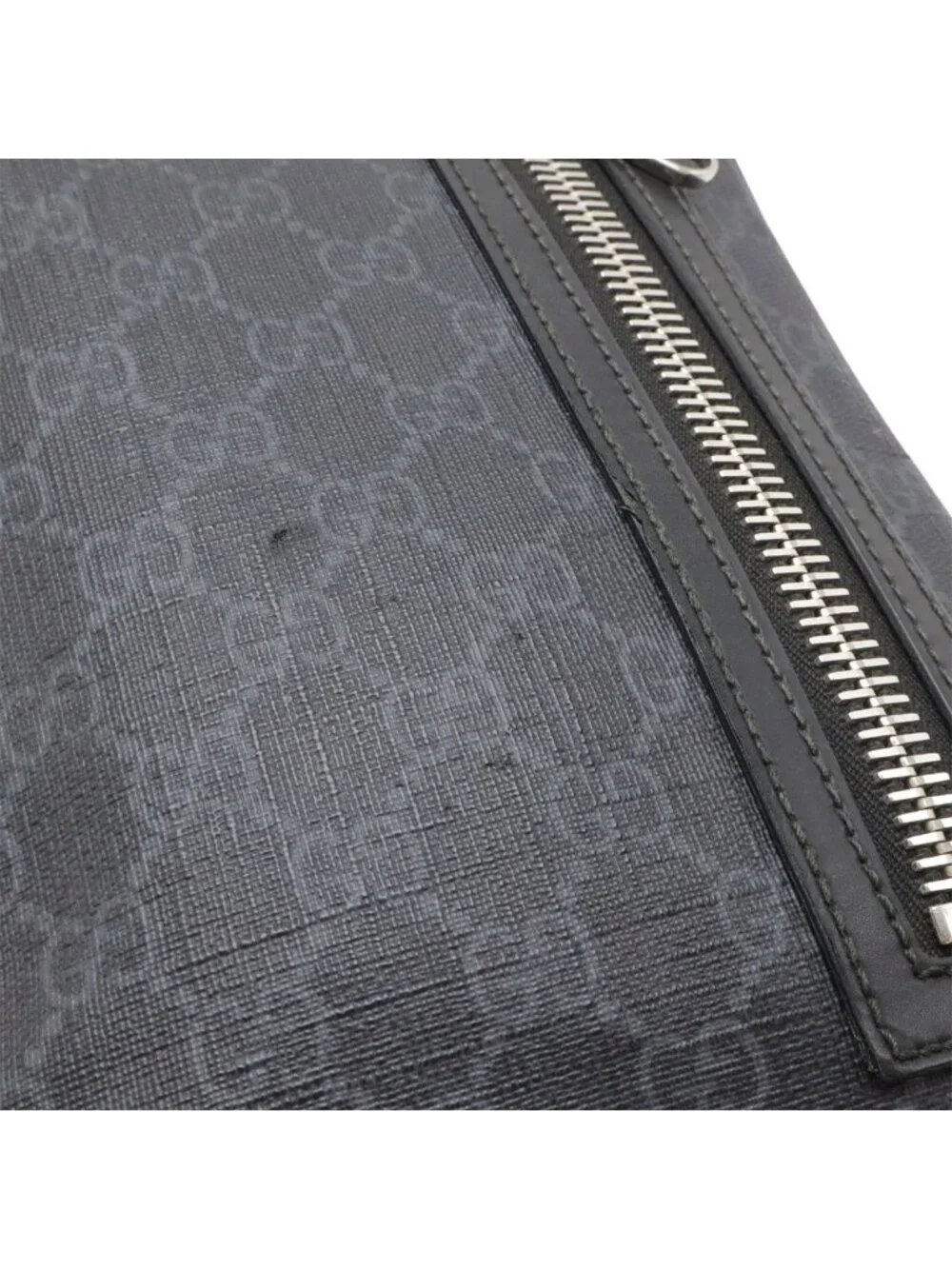 Gucci GG Supreme Web Stripe Belt Bag Leather Black Gray Silver